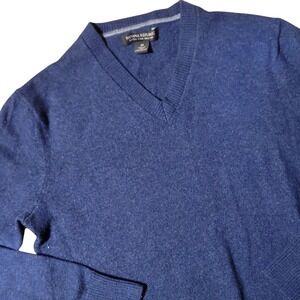 Banana Republic Sweater Medium Women Blue Extra Fine Merino Wool V-Neck Pullover